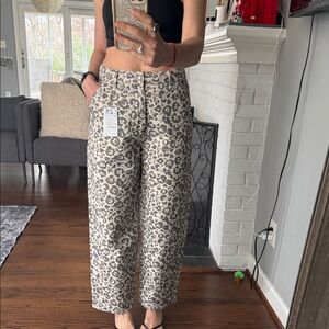 Stradivarius Leopard Print Cropped Pants